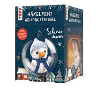 TOPP Kit de crochet mini boule de Noël bonhomme de neige - Instructions (français non garanti) - Fil (100% coton) en 5 couleurs - Crochet (1,5 mm) - Boule en plastique (7 cm) - Ouate de remplissage -