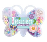TOPP Lot de 500 perles multicolores en forme de papillon et fleurs Blanc