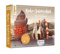TOPP Sun & Focus Parure de bijoux bohème avec instructions et matériaux pour 5 bracelets style bohème à faire soi-même avec rubans, anneaux ouverts, perles et pendentifs, sans nickel