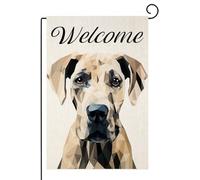 TopPacific Drapeau de jardin Dogue Allemand Drapeau d'été Printemps Automne Bienvenue Yard Drapeau pour extérieur 30,5 x 45,7 cm Double face Extérieur Porche Décor pour les amoureux des chiens (8962)