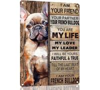 TopPacific Plaque en métal avec motif bouledogue français - Décoration murale vintage avec inscription « I Am Your Friend » - Cadeau pour les amateurs de chiens - Décoration murale amusante pour
