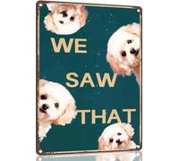 TopPacific Plaque en métal vintage « Bichon Frise » avec inscription « Dog We Saw That Bathroom Restroom » - 30,5 x 40,6 cm - Pour les amoureux des chiens (4429B)