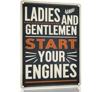 TopPacific Plaque rétro en métal pour femme et gentlemen, affiche en métal « Start Your Engines » - Décoration murale amusante à suspendre pour salle de bain - 30,5 x 40,6 cm (5013B)