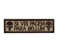 TOPPATCH Ohrong Écusson Tactique avec Motif tête de Mort SI VIS Pacem Para Bellum brodé pour Casquettes, Sacs, Vestes avec Fermeture (Kaki)