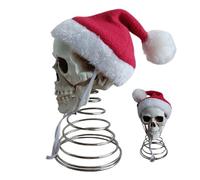 Topper Arbre de Noël Crâne - Tête de 5 Squelettes | Décoration de Noël Gothique | Crâne de Chapeau de Père Noël Ornement avec Bibliothèque Arbre Extérieur Intérieur Piscine Patio Bar Jardin Affichage