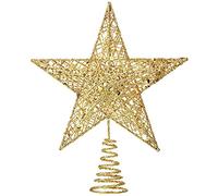 Topper Arbre étoile étoile de Fer Scintillante 20cm Étoile d'arbre à Paillettes d'or Étoile de Sapin de Noël Topper d'arbre de Noël Doré Etoile en Métal Pailleté Ornement de Sapin de Noël Décoration