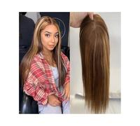 Topper Cheveux Postiche en cheveux humains vierges de 8 à 22 pouces, mèches raides 5 x, base dentelle suisse avec 4 clips for femmes souffrant perte et clairsemés Confort(8inches)
