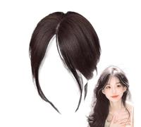 Topper Cheveux Raie Milieu Côté Perruque Respirante Lisse Naturelle | Frange Postiche Réaliste Raie Médiane ou Latérale Perruque Naturelle pour Voyages Trajets Soirées