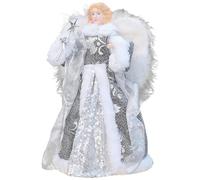Topper d'arbre de Noël 11.8x7 Ange de Noël avec Aile à Fourrure Angel sacré Topper d'arbre avec cône en Plastique pour décorations, Argent