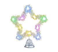 Topper d'arbre de Noël - décor étoile pour une exposition festive | Cadre métallique avec fonction de détail de détail légère, lueur rayonnante, idéale pour la cheminée, la table, le jardin, le patio,
