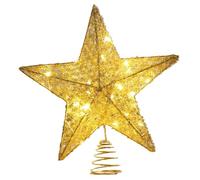 Topper d'arbre d'étoile de Noël 10 Topper 'Arbre léger avec 20 Perles de Lampe Brillante Ornement 'Or Noël en Forme 'étoile pour intérieur, extérieur, décoration intérieure (Pas Batterie) |.