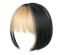 Topper de cheveux avec frange, extensions à clipser 3D en or blanc pour femme, accessoire de cheveux d'aspect naturel pour ajouter du volume et éclaircir - avec frange