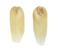 Topper de cheveux humains blonds for femmes avec cheveux clairsemés | Postiche à clipser perruques blondes 6x9 cm base en soie, volume instantané et couverture des racines grises(10 Inch)