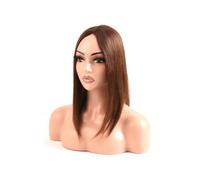 Topper de cheveux humains for femmes, postiche à clipser de 14 pouces, base mono de 5x6 pouces for cheveux fins(Dark Brown)