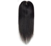 Topper De Cheveux Humains Sans Frange, Postiches À Clips Véritables For Femmes, Base En Soie For Éclaircir La Ligne Haute Et Dégarnie, Noir Naturel pour Femme Charmant(8 inch,15x17cm)