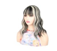 Topper de cheveux ondulés synthétiques de 14 pouces avec frange for femmes
