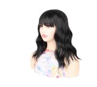 Topper de cheveux ondulés synthétiques de 14 pouces avec frange for femmes