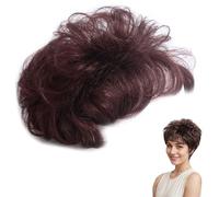 Topper de cheveux pour femmes courte topper à cheveux humains bruns bruns avec un réseau de rose respirant 6 perruque naturelle pour quotidiennement, s'habiller, photo, date..