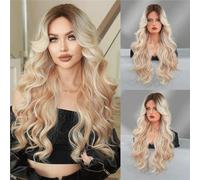 Topper de cheveux pour femmes Perruque cheveux longs bouclés avec de grandes vagues, couvre-tête complet for femmes, à la mode et naturel, adapté diverses Occasions Postiches(B)