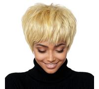 Topper de cheveux pour femmes Perruque courte dorée claire for femme, naturellement moelleuse et efficace for les déplacements quotidiens Postiches