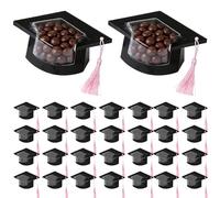 Topper de Diplôme en Forme de Mortier | Boîte de snacks de fête de 30 pièces - Dômes Bonbons avec Glands pour Chapeau de Graduation,Décoration pour Fête de Remise des Diplômes Étudiants Professeurs