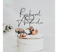 Topper De Gâteau De Mariage Personnalisé, Toppers De Gâteau D'anniversaire Personnalisés Avec Deux Noms Et Date, Décoration De Charme De Fête De Fiançailles En Acrylique Multicolore(A)