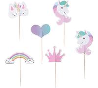 Topper de Gâteau,Licorne Cupcake Toppers 24 Pièces Décorations de Gâteau D'anniversaire pour Les Enfants Anniversaire Douche Fête de D'anniversaire Mariage