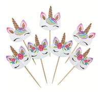 Topper de Gâteau,Licorne Cupcake Toppers 24 Pièces Décorations de Gâteau d'anniversaire pour Les Enfants Anniversaire Bébé Douche Fête de d'anniversaire Mariage
