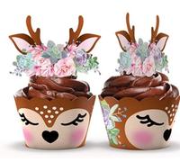 Topper de Gâteau,Licorne Cupcake Toppers et Wrappers 24 Pièces Décorations de Gâteau pour Les Enfants Anniversaire Bébé Douche Fête de D'anniversaire Mariage