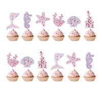 Topper de Gâteau,Sirène Cupcake Toppers Drapeau des Cure-Dents 24 Pièces Décorations de Gâteau d'anniversaire pour Les Enfants Anniversaire Bébé Douche Fête de d'anniversaire Mariage