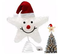 Topper de Noël Topper Mignon Santa Claus Star, 10ed Lights with Conical Bottom Battered Star Christmas décorations de Noël pour Le décor du Bureau à Domicile intérieur.