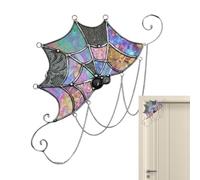 Topper de Porte d'araignée - Halloween Spider Web Door Corner Signe | Trim de Porte Web Giant Spider Giant Creepy | Mur de vitrail décoration Suspendue - décoration intérieure d'halloween