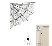 Topper de Porte d'araignée - Halloween Spider Web Door Corner Signe | Trim de Porte Web Giant Spider Giant Creepy | Mur de vitrail décoration Suspendue - décoration intérieure d'halloween