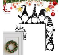 Topper de porte de gnome de Noël - Décorations de cadre de porte de Noël | Coin de porte du Père Noël de fer suspendu | Gnome monté de porte, panneau de Noël nain art gnome de Noël décor de porte de N