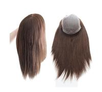 topper délié 14"-16" Extension de cheveux raides for femme, densité 120%, vrais cheveux humains, 7" x 9", base de peau entièrement en PU, doubles nœuds, postiches brésiliennes Remy Toppers de cheveux