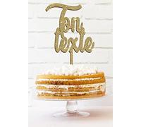 Topper en acrylique brillant pailleté | Décoration de Gâteau en Bois ou Acrylique pour un mariage, communion, baptême| Écrivez votre propre texte | Personnalisé Cake Topper (acrylique brillant)