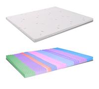 Topper Memory Foam Double 170 x 190 cm épaisseur 5 cm avec revêtement déhoussable en Aloe Vera - Correcteur bossage pour matelas double en mousse viscoélastique Topper déhoussable pour lit à 9 zones