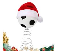 Topper pour sapin de Noël, football et chapeau de Père Noël pour arbre | Ornement sportif de Noël | Pour extérieur hiver vacances étude maternelle maison porte séjour fête