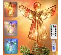 Topper Sapin Noël Ange, Décoration Noël Forme d'ange pour Sapin, Décoration Sapins Noëls, Cime Arbre Figurine d'ange, Cime d'arbre à Pendentif Ange Lumière pour Décorations Sapins de Maison Festive