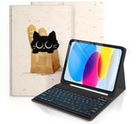 TopPerfekt avec clavier Bluetooth pour iPad 10e génération 11" (2022), étui (A16) 11e/10e génération 11" 2025 avec rétroéclairage 7 couleurs, design esthétique élégant et mignon avec porte-crayon
