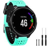 TopPerfekt Bande Compatible avec Garmin Forerunner 235, Bracelet de Remplacement en Silicone Souple pour 220/230/235/620/630/735XT/235 Lite Montre Intelligente pour Femmes Hommes (Vert Menthe/Noir)
