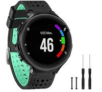 TopPerfekt Bande Compatible avec Garmin Forerunner 235, Bracelet de Remplacement en Silicone Souple pour 220/230/235/620/630/735XT/235 Lite Montre Intelligente pour Femmes Hommes (Noir/Mintvert)