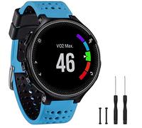 TopPerfekt Bande Compatible avec Garmin Forerunner 235, Bracelet de Remplacement en Silicone Souple pour 220/230/235/620/630/735XT/235 Lite Montre Intelligente pour Femmes Hommes (Bleu Profond/Noir)