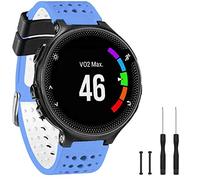 TopPerfekt Bande Compatible avec Garmin Forerunner 235, Bracelet Montre de Remplacement en Silicone Souple pour 220/230/235/620/630/735XT/235 Lite Montre Intelligente pour Femmes Hommes (Bleu/Blanc)