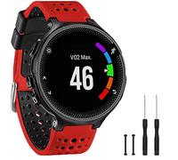TopPerfekt Bande Compatible avec Garmin Forerunner 235, Bracelet Montre de Remplacement en Silicone Souple pour 220/230/235/620/630/735XT/235 Lite Montre Intelligente pour Femmes Hommes (Rouge/Noir)