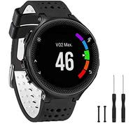 TopPerfekt Bande Compatible avec Garmin Forerunner 235, Bracelet Montre de Remplacement en Silicone Souple pour 220/230/235/620/630/735XT/235 Lite Montre Intelligente pour Femmes Hommes (Noir/Blanc)