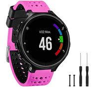 TopPerfekt Bande Compatible avec Garmin Forerunner 235, Bracelet Montre de Remplacement en Silicone Souple pour 220/230/235/620/630/735XT/235 Lite Montre Intelligente pour Femmes Hommes (Rose/Noir)