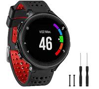 TopPerfekt Bande Compatible avec Garmin Forerunner 235, Bracelet Montre de Remplacement en Silicone Souple pour 220/230/235/620/630/735XT/235 Lite Montre Intelligente pour Femmes Hommes (Noir/Rouge)