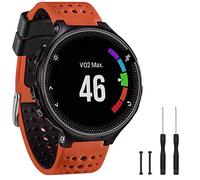 TopPerfekt Bande Compatible avec Garmin Forerunner 235, Bracelet Montre de Remplacement en Silicone Souple pour 220/230/235/620/630/735XT/235 Lite Montre Intelligente pour Femmes Hommes (Orangé/Noir)