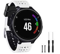 TopPerfekt Bande Compatible avec Garmin Forerunner 235, Bracelet Montre de Remplacement en Silicone Souple pour 220/230/235/620/630/735XT/235 Lite Montre Intelligente pour Femmes Hommes (Blanc/Noir)
